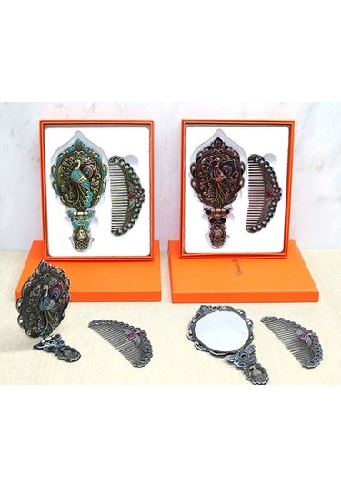 Kenpazar Tavuskuşu Katlanabilir Ayna Ve Tarak Seti Orta Boy