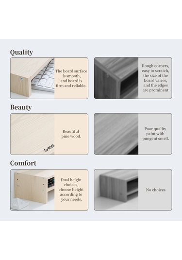 Sones Orıco Msr-02-wd-bp Ahşap Desenli Bilgisayar Monitörü Tutucu, Boyut: 50 X 20 X 13,5 Cm