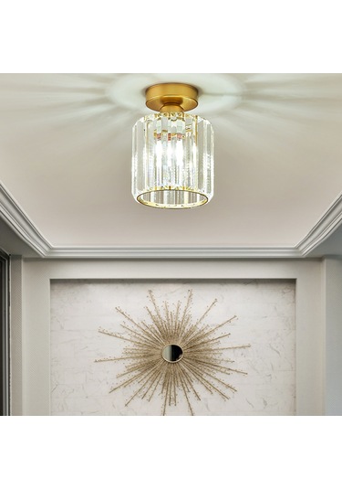 Yaozixa Kristal Avize - Yatak Odası, Koridor Ve Banyo İçin Şık Tavan Aydınlatması, E27 Duy Ampul Hariç Altın