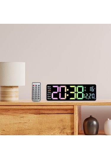 Didadodo Suntek Dijital Duvar Saati Sıcaklık Ve Tarih Hafta, Saatölçer Siyah