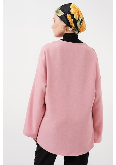 Bigdart Keten Tesettür Kimono 5968 - Pudra
