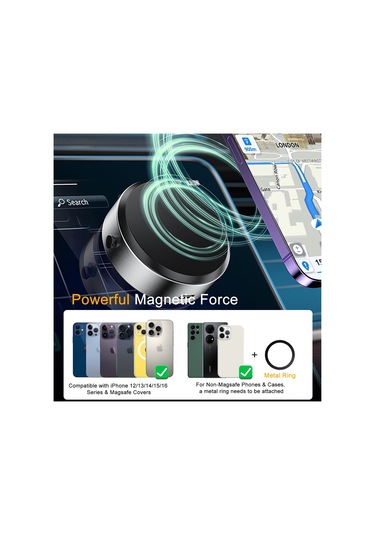 Yifomall X8q Gümüş Otomobil Telefon Tutucu: 360 Dönebilen Çift Yönlü Vakum Süngeri, Zincirleme Ve Abs Malzeme, Sağlıklı Sürüş İçin Elini Serbest Bırakır