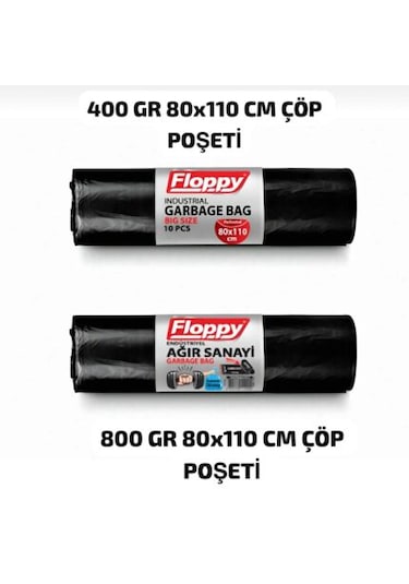 Şeylişeyler Floppy Endüstriyel Jumbo Siyah Çöp Torbası 80 110 Cm 400 Gr 5 Rulo