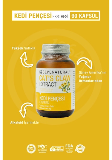 Sepe Natural Cat's Claw Kedi Pençesi Ekstraktı 360 MG x 90 Kapsül