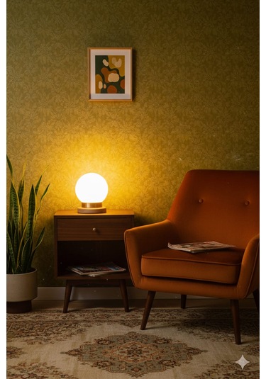 Modern Tasarım Abajur Dekoratif Lamba Abajur Masa Lambası Glop Cam Ahşap Abajur Cam Abajur Beyaz