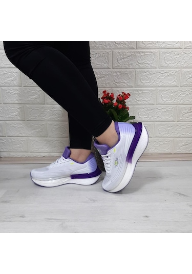 M.p 1674 Beyaz-mor Fuspetli Bayan Yürüyüş Dolgu Spor Ayakkabı 001