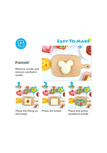 Geeksen 9 Parça Çocuk Sandviç Kesici Ve Kapama Aleti 5 Büyük + 4 Küçük Kalıp Çok Renkli
