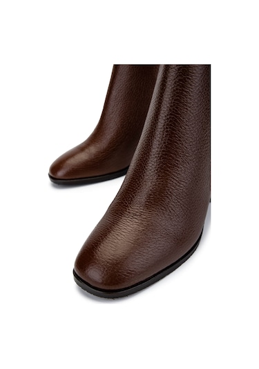Tamer Tanca Kadın Hakiki Deri Taba Floter Topuklu Bot 1081 30 Bn Bot Sk24-25 K.taba Fltr Koyu Taba