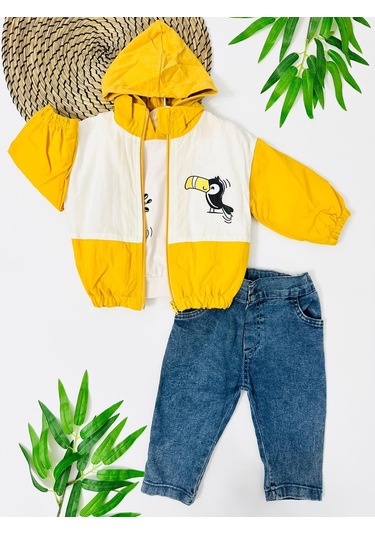 Şaşkın Papağan Fermuar Yağmurluklu Mevsimlik 3lü Takım Sari