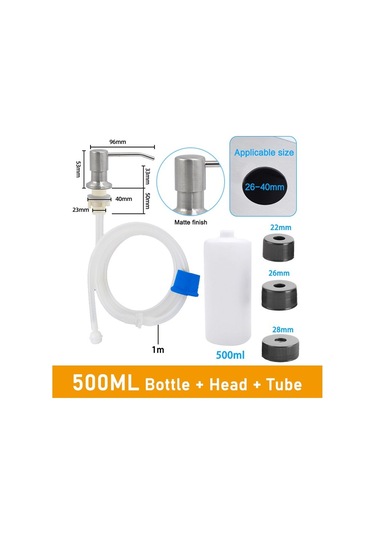 500ml Gümüş Set-500/350ml Mutfak Lavabo Sabunluk El Basın Sıvı Sabunluk Şişe Paslanmaz Çelik Bulaşık Sabunu Dispenseri Pompa Kafası
