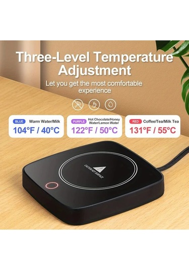 Willowhaven Ahşap Desen Siyah 3 Sıcaklık Ayarlı Akıllı Kahve Kupası Isıtıcısı