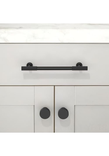 Yifomall 10 Adet Siyah Tek Delikli Yuvarlak Dolap Çubuğu, Çekmecelik Ve Gardırop Kapısı Kolu Siyah