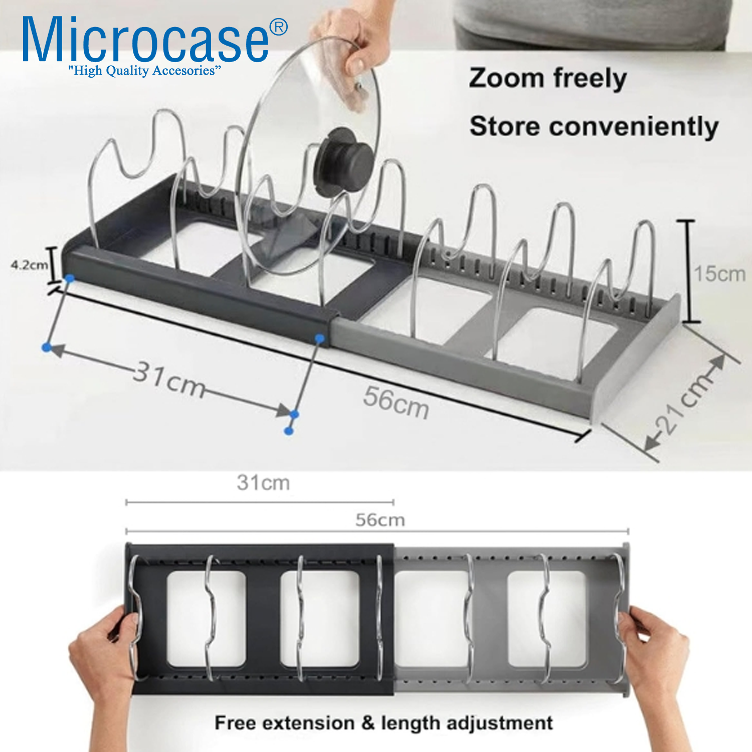 Katlanabilen Uzayabilen Çok Amaçlı Tencere Tabak Düzenleyici Al5339 Antrasit - Gri