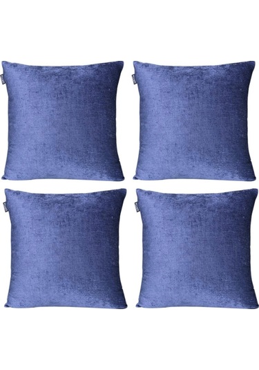 4'lü Kadife Şönil Kırlent Kılıfı Lacivert