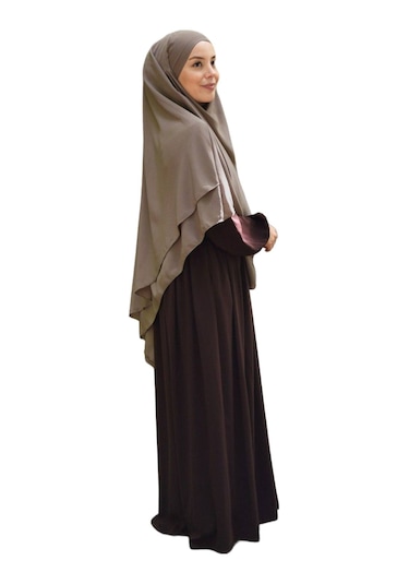 Melodi Scarf Kadın Tesettür Sufle Khimar Peçeli Üç Katlı Şifon Şal Vizon Vizon