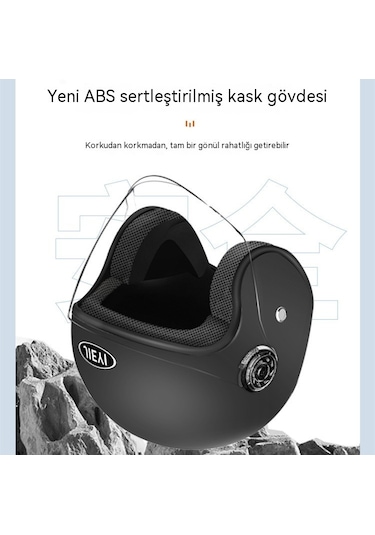Yy Kahverengi Lens-SK5882 Açık Motosiklet Kaskı Haki Siyah Kedi Kulakları