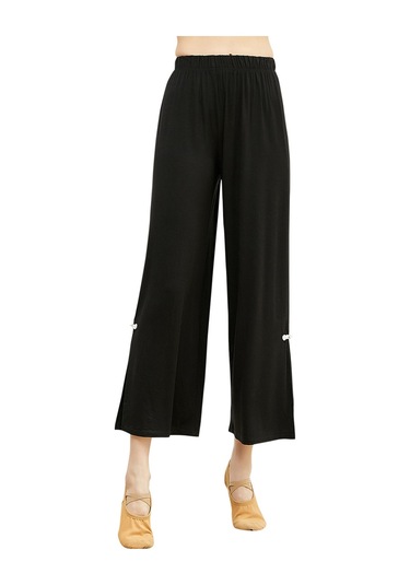 Ximistore9 Kadınlar İçin Yüksek Bel, Geniş Bacaklı, Yan Açık, Esnek Belbandı Modal Yoga Spor Pantolon - Siyah K8675 SiYAH