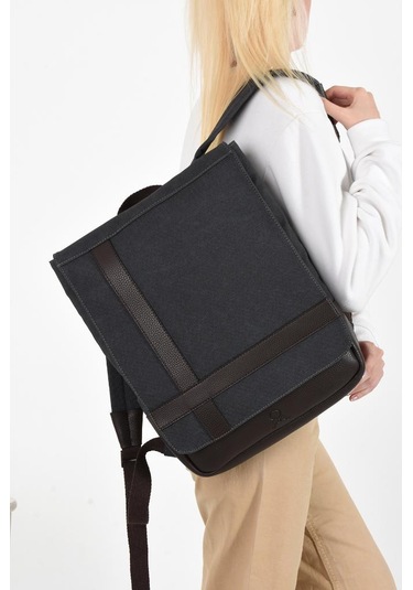 Kadın Sırt Çantası 35 22 Cm Kanvas Kumaş Laptop Bölmeli Business Sırt Çantası Okul Çantası Mega Bag Antrasit