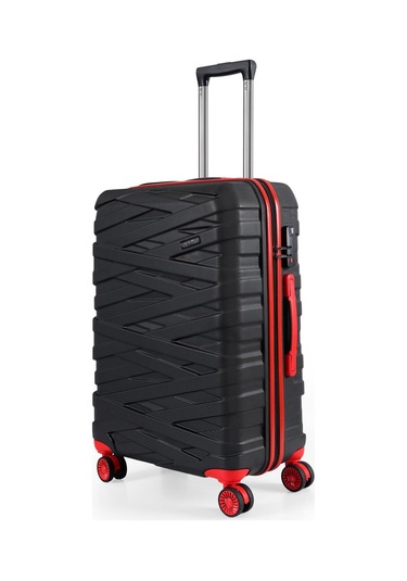 Ççs Nc-092 Abs Büyük Boy Valiz Siyah-kırmızı Siyah - Kırmızı