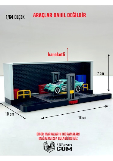 3d Baskı 1/64 Ölçekli Tamirhane Bina Tasarımlı Diorama Araç Sergileme Garajı