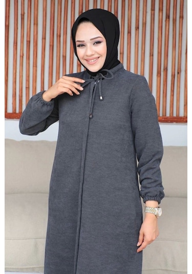 Şönil Kumaş Kışlık Comfort Ferace / Gri - F0501 Gri