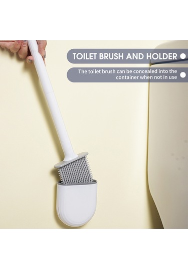 Vkemall Duvar Takılı Tuvalet Fırçası, Tpr Yumuşak Uç, Tam Temizlik, Su Geçirmez, Kolay Kurulum, Banyo Organizer Yeşil