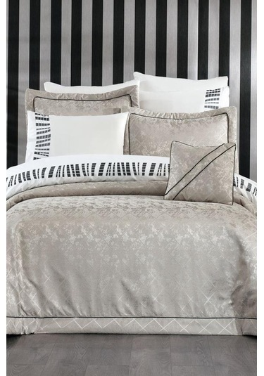 Beren Jakarlı 10 Parça Çeyiz Seti Vizon Vizon