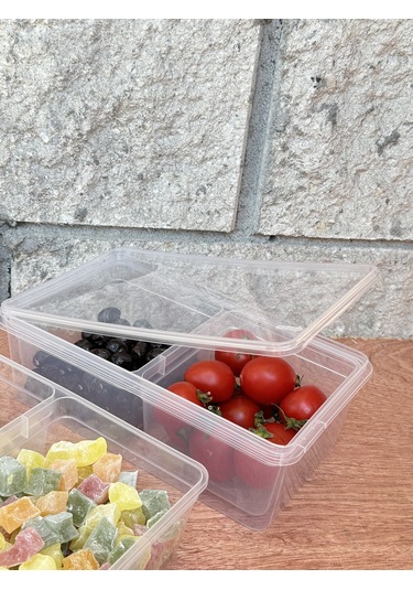 Saklama İki Bölmeli 1.5 L Saklama Kabı 10'lu