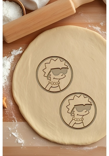 Simpson Kurabiye Kalıbı, Hamur Şekillendirici, Bisküvi Kalıbı, Kolay Kesim Ucu Beyaz