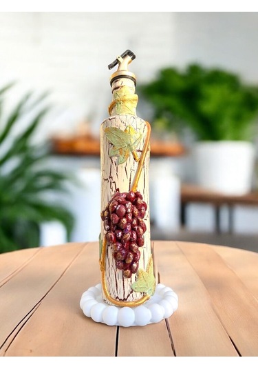 500 Ml Kil Kabartma Uygulama Akdeniz Ve Ege Dokunuşu El Yapımı Zeytinyağı & Üzüm Sirke Şişeleri, Yağ Bordo