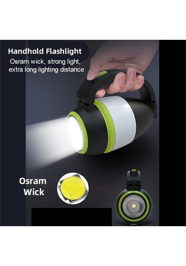 Soulader Taşınabilir Şarjlı Led Kamp Işığı 350 Lümen Parlaklık Suya Dayanıklı Outdoor Aydınlatma Yeşil