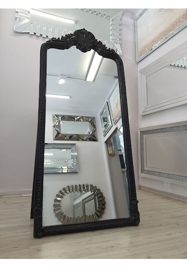 Ayna Denizi Princess Black Model Siyah Renk Dekoratif Ayaklı Boy Aynası Siyah