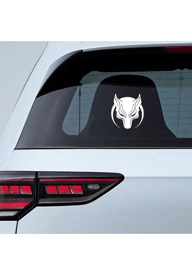 Börü Sticker - Kurt Sticker - Oto Sticker - 14cmx15cm - Beyaz