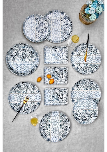 Porland Papılıo Karma Ikram Ve Kahvaltı Takımı 18 Parça Mavi