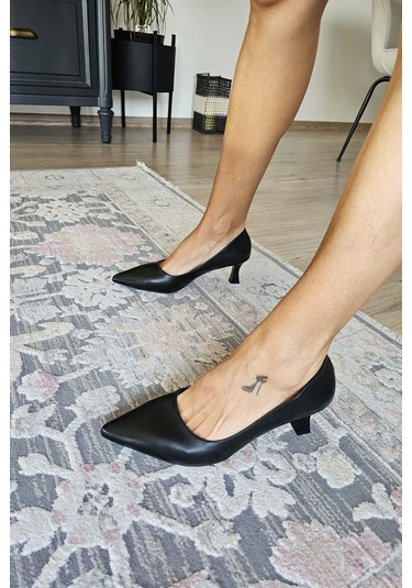 Ops 10 1899 Topukla Kadın Kadeh Topuklu Stiletto Siyah Deri