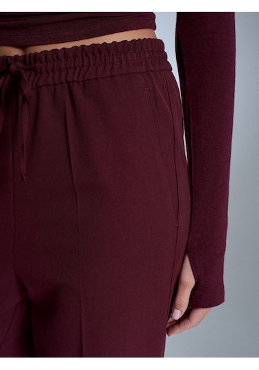 Dilvin 72209 Beli Lastikli Pantolon-bordo Bordo