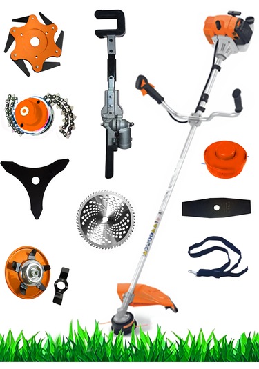 Eisenn 2000 Seri Yan Tip Benzinli Motorlu Tırpan + Zeytin Badem Hasat Makinesi 10 Parça Özel Set