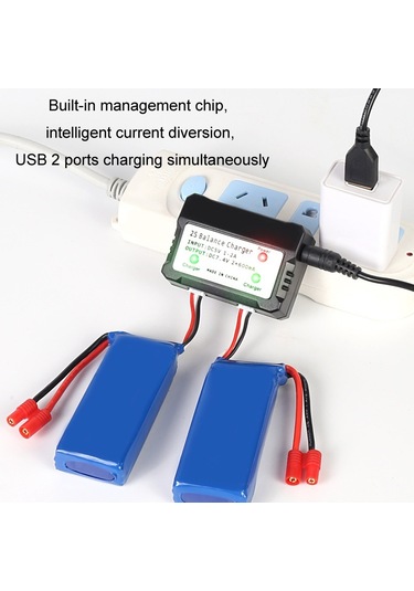 Sones Bire İki 7.4v Lityum Pil Aşırı Şarj Korumalı Işıklı Usb Şarj Cihazı Xh-3p Fiş