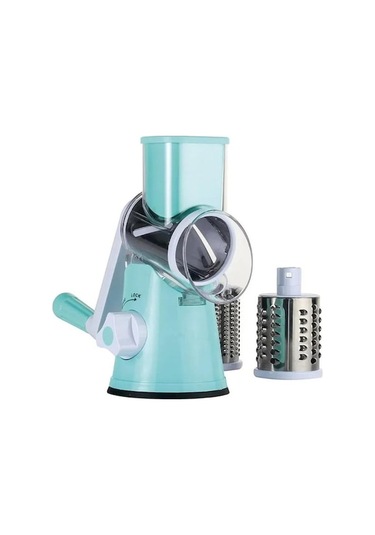 Mutfak Peynir Doğrama Makinesi Döner Sebze Kesici Meyve Dilimleyici 3 Keskin Paslanmaz Çelik Tambur Sebze Doğrama Aletleri Mavi Mavi