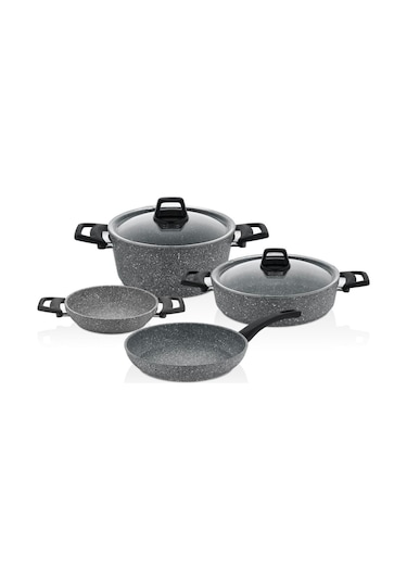 Falez Efes 6 Parça Granit Set Gri