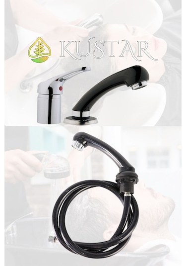 Kustar Havzalı Küvette Saç Yıkama Ankastre Lavabo Berber Bataryası Krom
