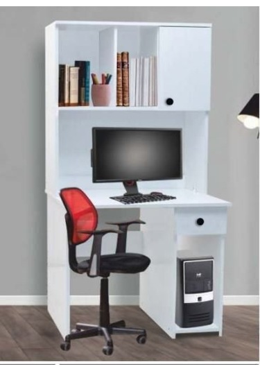 1 Kapılı 1 Çekmeceli Beyaz Çalışma Masası Beyaz