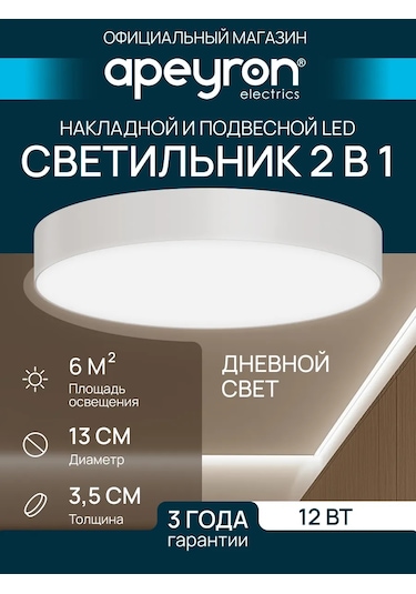 Apeyron 13cm, 4000k, 12w Led Tavan Lambası 402660539 Beyaz