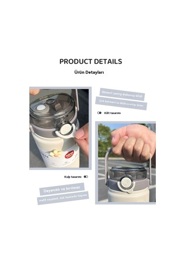 Gıda Sınıfı 316 Paslanmaz Çelik Büyük Kapasiteli Termos Bardak,1100 Ml Avokado Yeşili