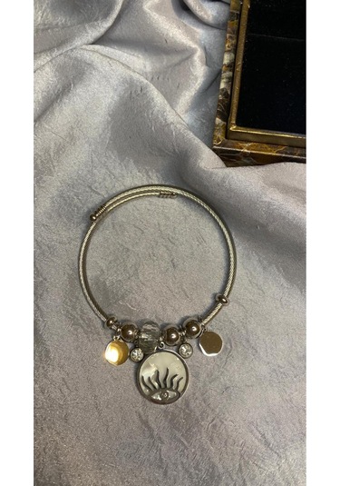 Dalga Enerjisi Alev Motifli Charm Bileklik Altın - Gümüş