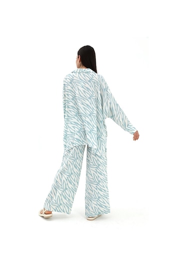 Zebra Desenli Alt Üst İkili Takım - Mavi-mavi Mavi
