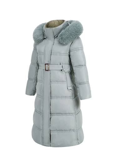 Sımıcg Kadın Uzun Fermuarlı Pamuklu Mont Mavi Açık Mavi