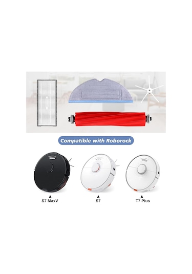 Sointeresting S7 Aksesuar Seti, Roborock S7, S7+, S7 Maxv, S7 Maxv Plus İle Uyumlu, Yedek Parçalar Ana Fırça Paspas Bezi Dahil