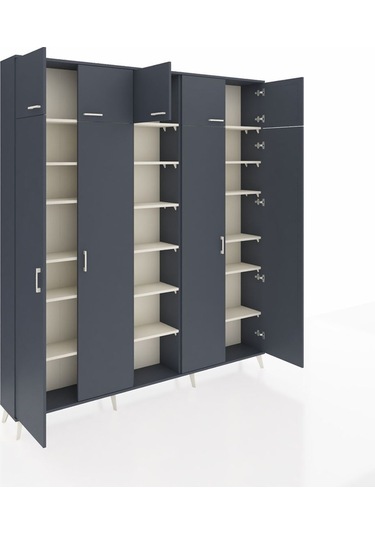 Arges Dolap 18 Raflı 9 Kapaklı 220x30x243 Antrasit-antrasit/aytaşı Antrasıt/aytası