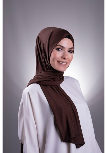 Kahve Düz Klasik Şal Viskon Kumaş Likralı Penye 202101_14 Kahve